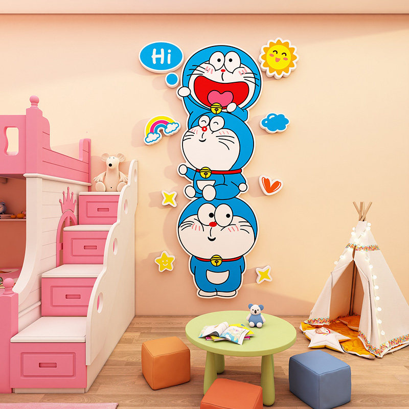 儿童房墙面遮丑装饰多啦A梦门上墙贴画蜡笔小新卧室布置可爱风 3d,淘宝优惠券,粉丝福利购,淘宝优惠卷