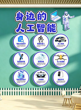 AI智能编程文化墙贴画教室背景板