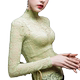 半高领黑色蕾丝打底衫2025新款女长袖薄款网纱t恤加绒款雷丝上衣