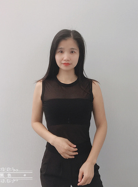 2020夏季韩版女装网纱圆领无袖