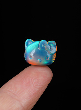人造极光欧泊雕刻HelloKitty猫散珠隔珠文玩吊坠配件欧泊diy饰品