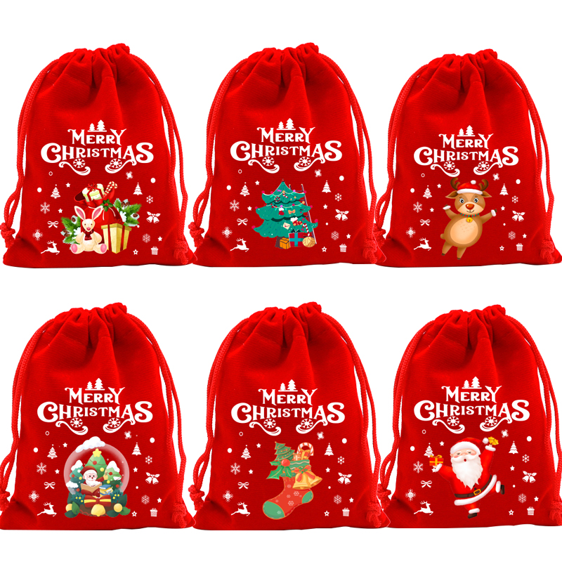 大红绒布圣诞节平安果包装袋双旦庆送礼袋紫皮糖糖果礼物袋礼品袋 - 图3