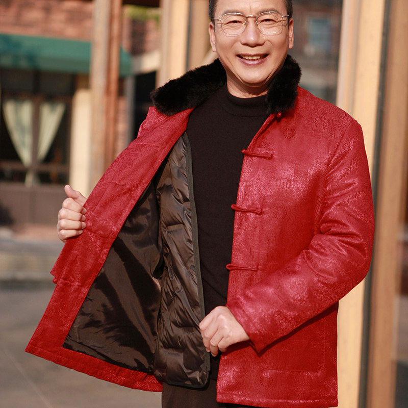 冬季中老年男士加厚羽绒服唐装中国风大码爸爸装休闲鸭绒外套脱卸,淘宝优惠券,粉丝福利购,淘宝优惠卷