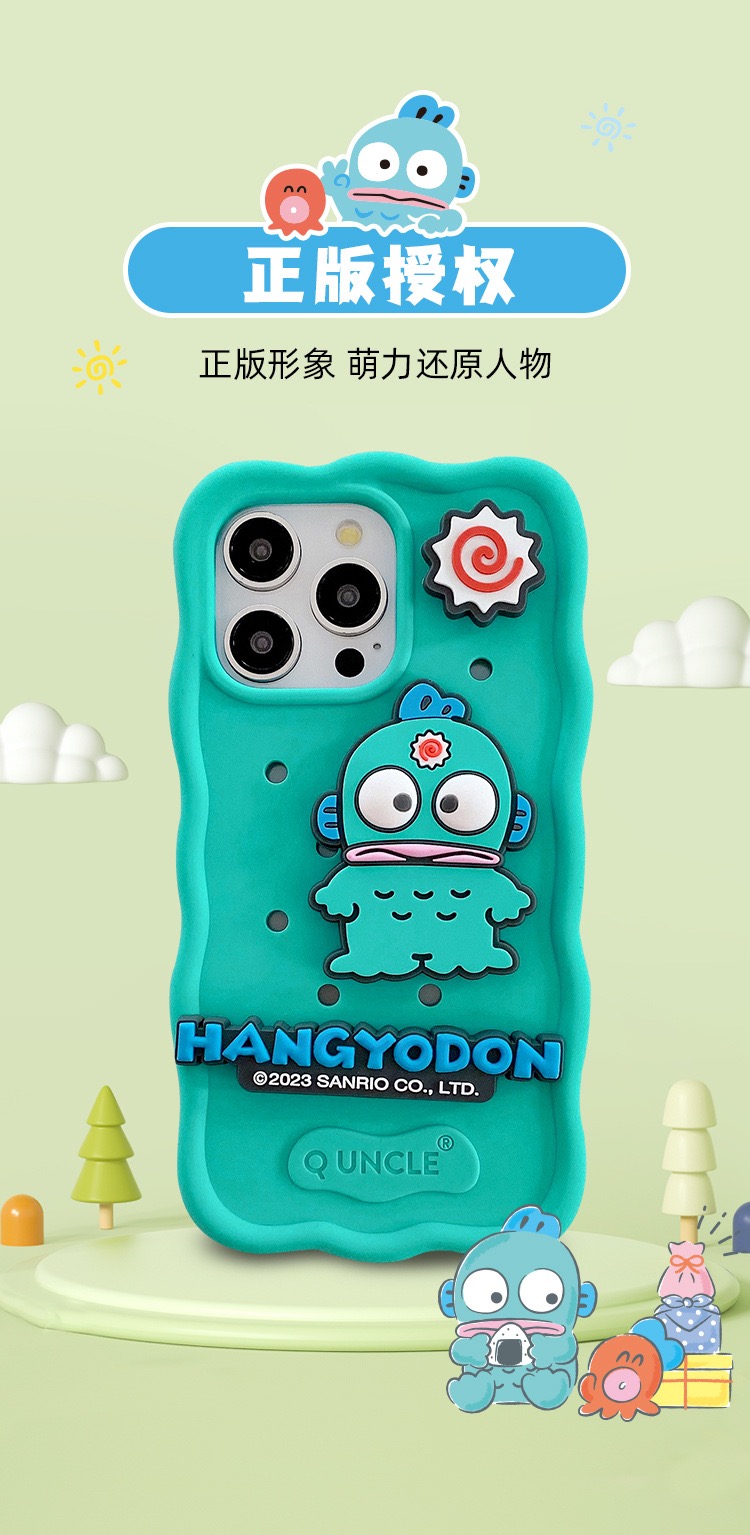 正版授权三丽鸥适用苹果15手机壳Sanrio Melody Kuromi  Hangyodon  phone case for iPhone 13 14 15Pro Max - 图1