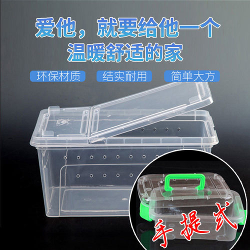高档蚕宝宝透气饲养盒爬虫箱宠物盒守宫睫角蜘蛛角蛙昆虫乌龟养蚕 - 图0
