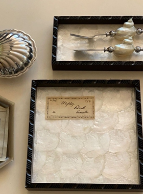 法式复古样板房家居饰品餐厅木制托盘中古风首饰收纳盘茶几摆件