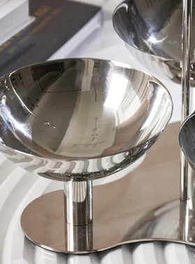 现代轻奢不锈钢果盘零食点心盘餐厅客厅茶几桌面样板间售楼处摆件