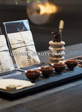 样板间茶室软装饰品售楼处茶台桌面摆件铁壶茶席茶杯茶盘白马装饰