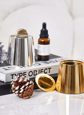 样板房轻奢金属皮革香薰蜡烛摆件客厅香氛装饰品餐厅卧室酒店摆设