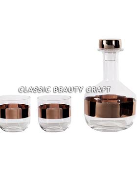 现代样板间茶几金属果盘马酒具马赛克花瓶组合摆件软装饰品摆件