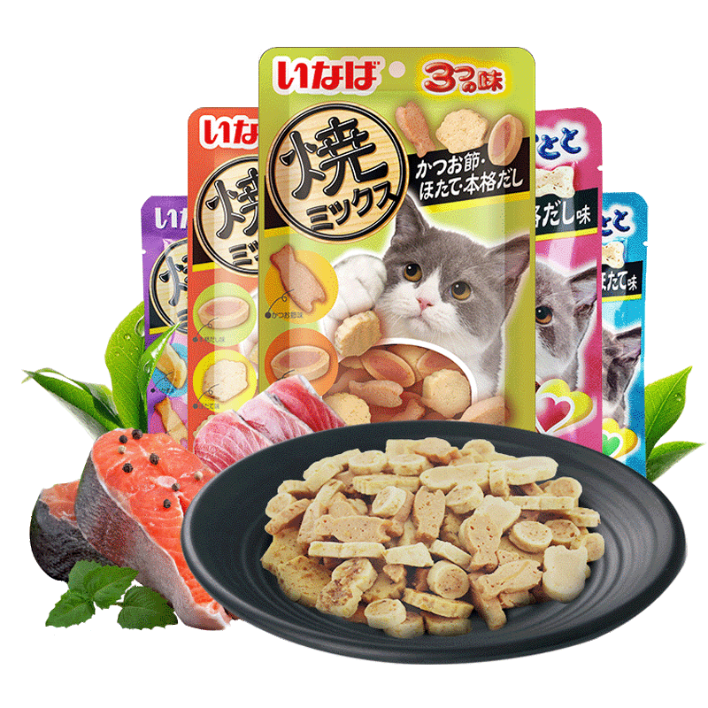 伊纳宝猫咪烤海鲜饼猫零食猫饼干小鱼干猫条鸡肉宠物营养鸡胸肉 - 图0