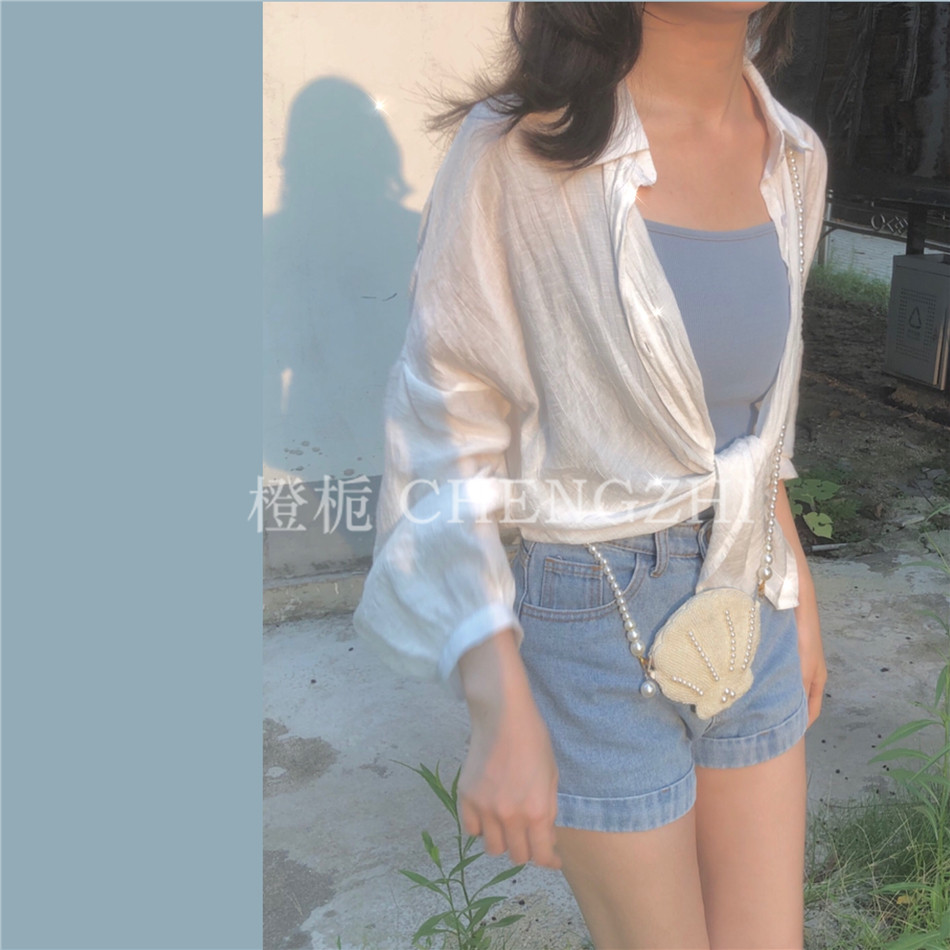 ins贝壳珍珠串珠网红仙女编织包 橙栀女士包袋