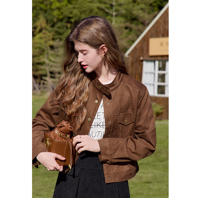 betu百图琥铂流光风立领短款外套女2025年秋季新款小个子机车夹克,淘宝优惠券,粉丝福利购,淘宝优惠卷