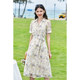 New summer floral high-waisted lace-up dress