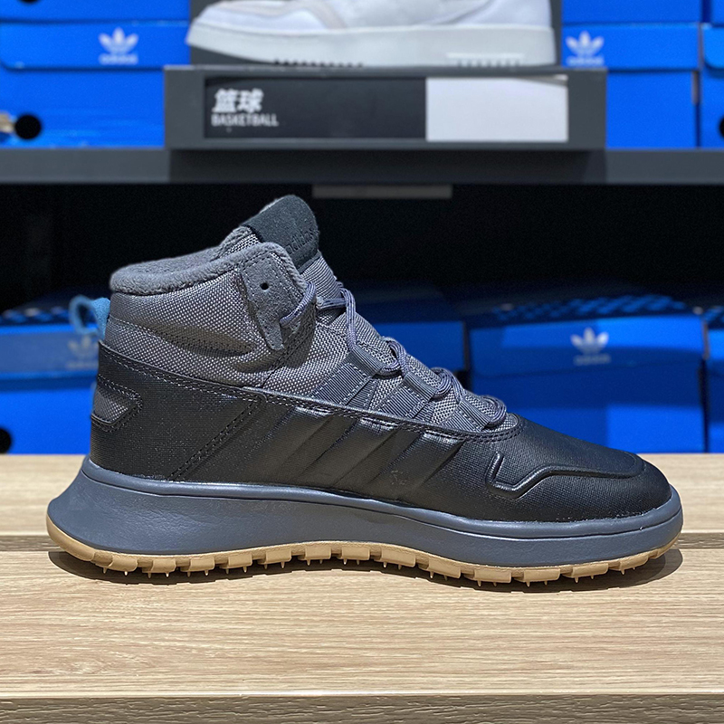 阿迪达斯冬季男鞋加绒棉鞋Adidas高帮2023新款正品运动鞋子EE9706 - 图3