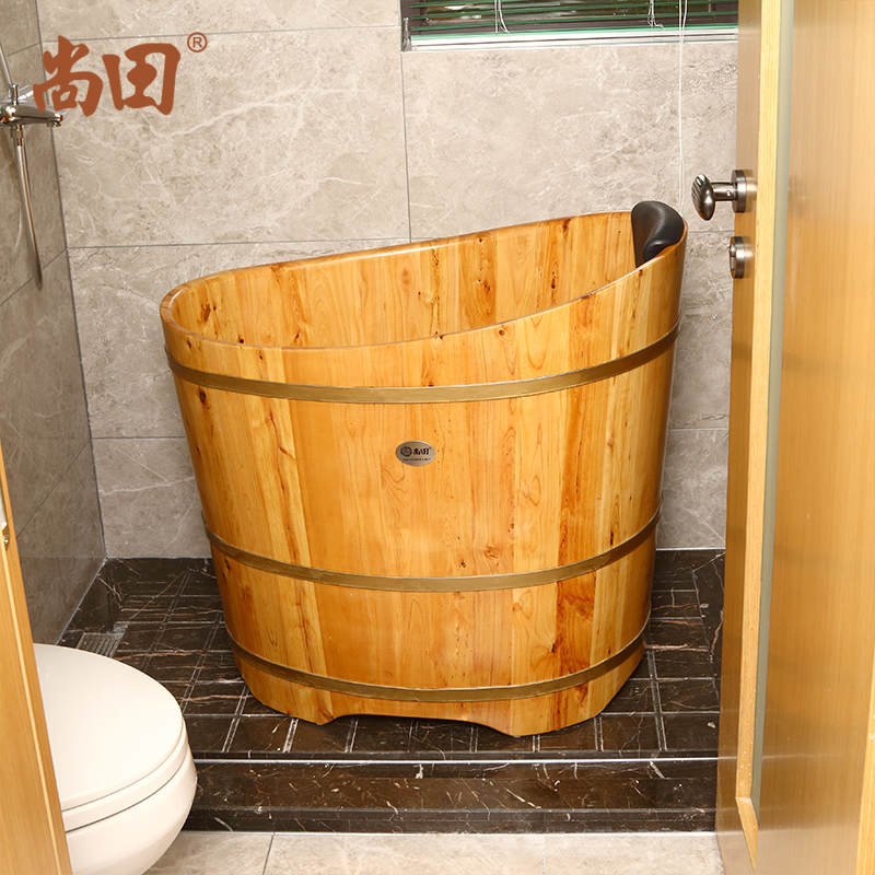 尚田香柏木圆形成人泡澡木桶浴桶实木浴缸洗澡盆小浴室木质沐浴桶 - 图3