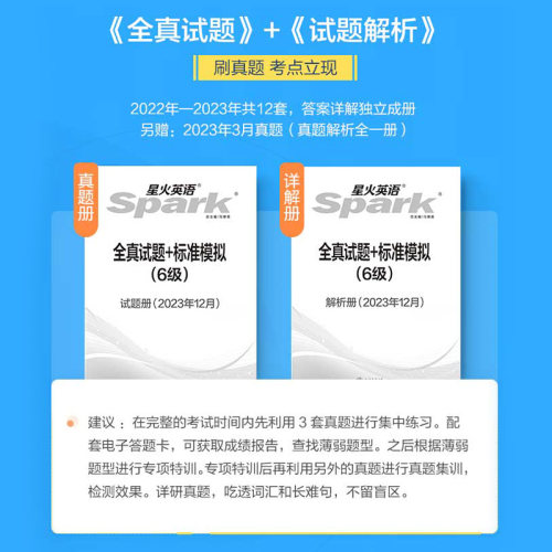 备考2024年6月含12月真题试卷星火六级考试英语真题试卷真题试卷资料历年真题大学英语cet6级模拟词汇听力阅读口语翻译写作专项书-图1