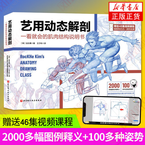 艺用动态解剖 附赠46集作者直播课程视频 素描绘画教学角色设计 插画师金乐熹 人体动态结构教程肌肉结构 凤凰新华书店旗舰店 - 图0