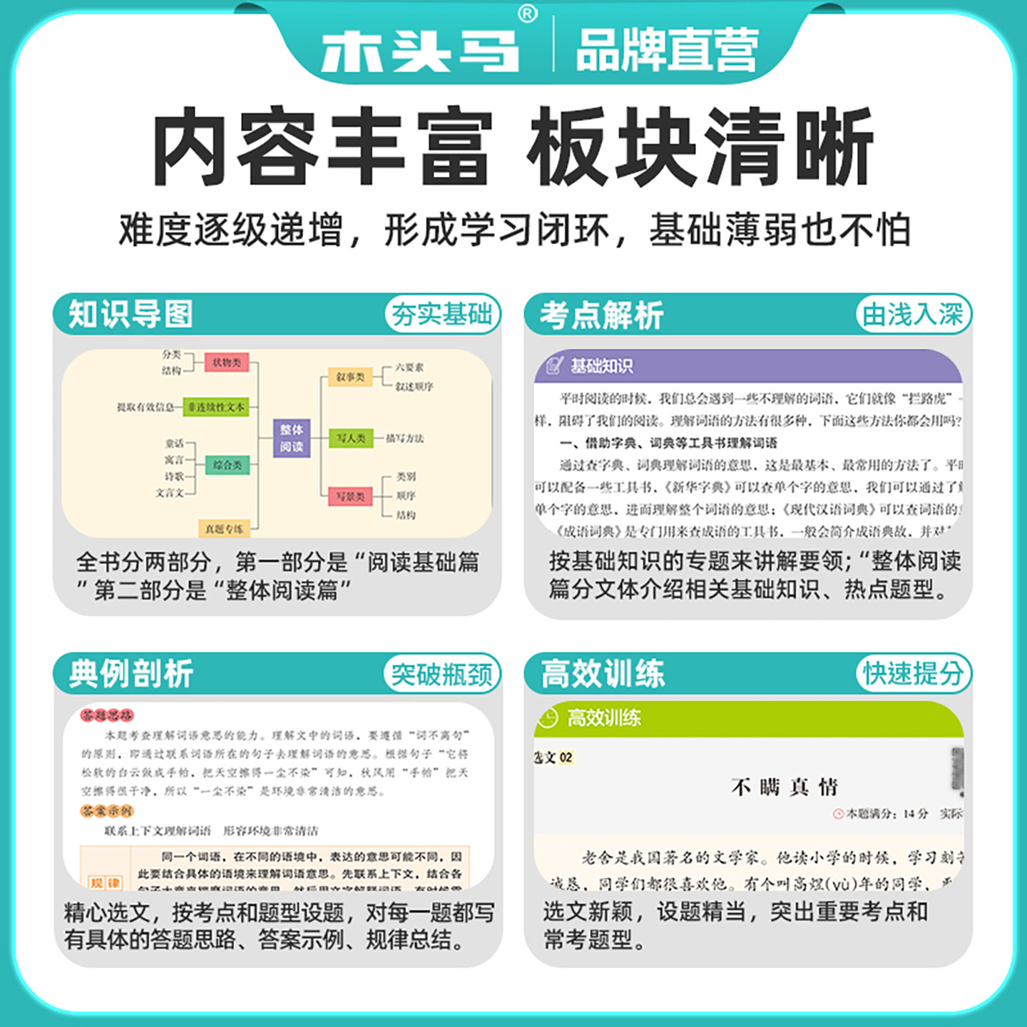 木头马小学语文阅读力测评一二三四五六年级下上册AB通用版一本英语阅读强化训练100篇年级阅读小卷88篇高效训练天天练