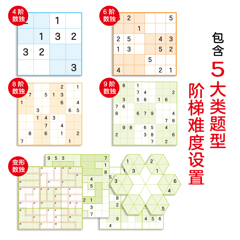 彩色版数独游戏口袋书阶梯训练全套4册儿童益智入门初 小学生一二年级四六九宫格小本便携幼儿填字数学思维逻辑力练习题4-6-9岁 - 图1