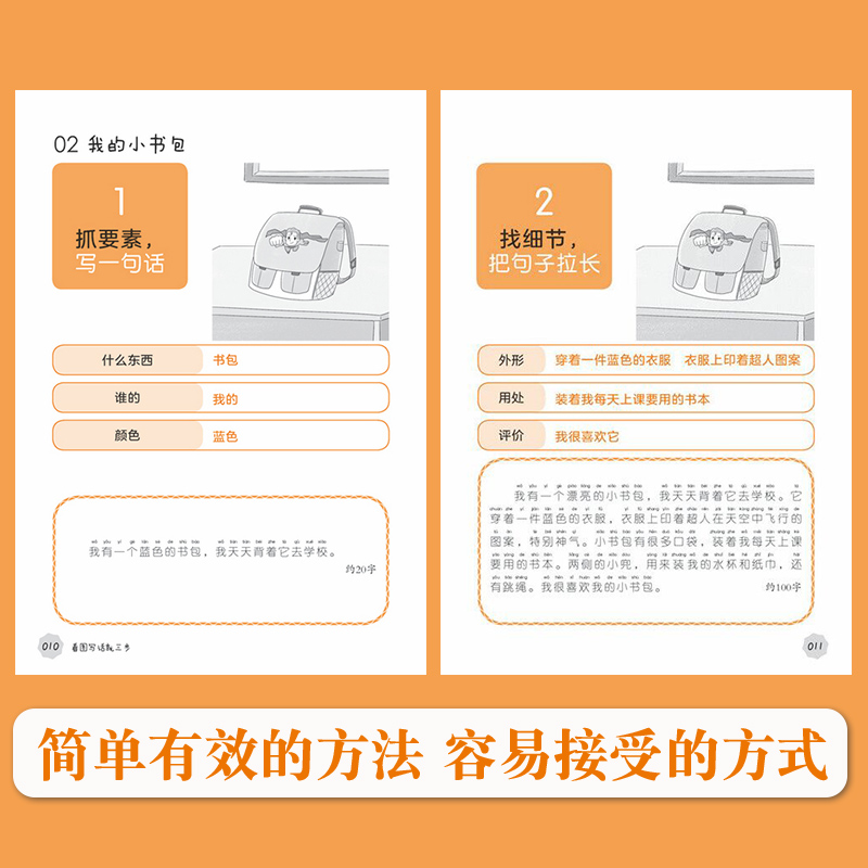 1年级看图写话就三步从20字到200字 21天训练手册全2册小学一年级作文辅导看图说话写话写作入门训练手册-图0