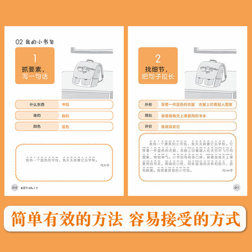 1年级看图写话就三步从20字到200字 21天训练手册 全2册 小学一年级作文辅导看图说话写话写作入门 训练手册 - 图0
