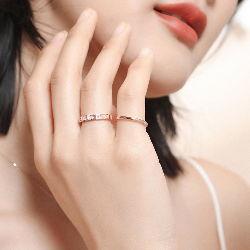 千叶珠宝18k金红宝石时尚闪耀戒指 千叶珠宝手饰