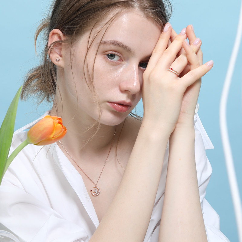 千叶珠宝18k金钻石小公举尾戒指环 千叶珠宝手饰