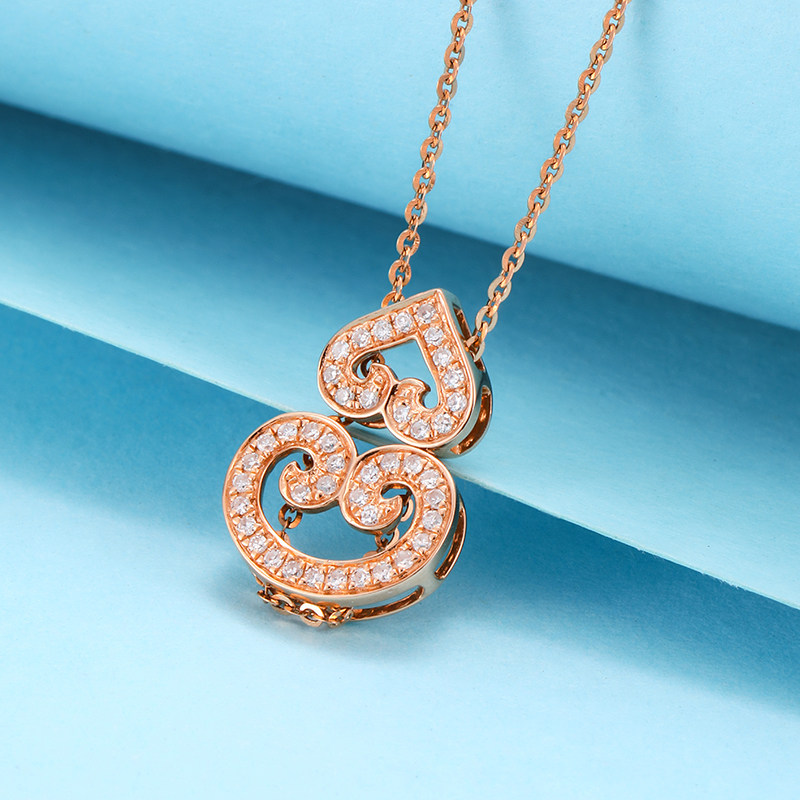 千叶珠宝18k彩金开心如意多戴吊坠 千叶珠宝颈饰