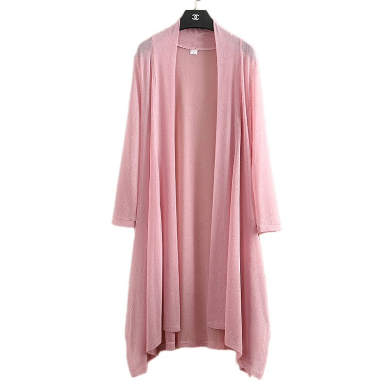 冰丝针织衫女大码开衫中长款夏薄款七分袖防晒