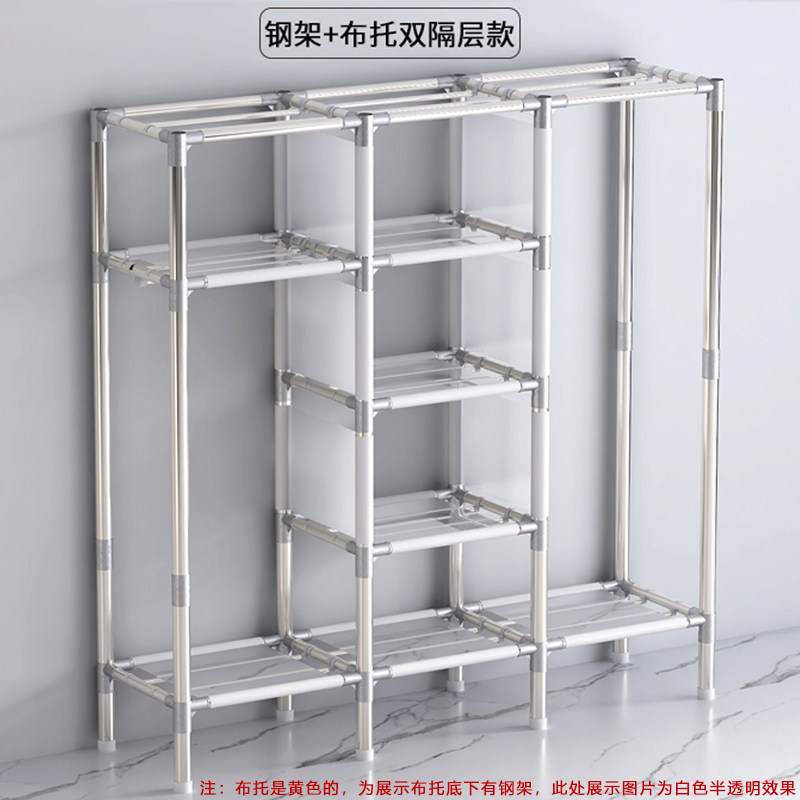 合金简易布衣柜加粗钢架结构金属框架加厚牛津布全封闭拉链款防尘 - 图1