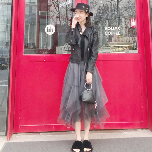 2025春秋时尚女士新款皮夹克女短款韩版pu皮黑色机车小个子短外套 - 图2