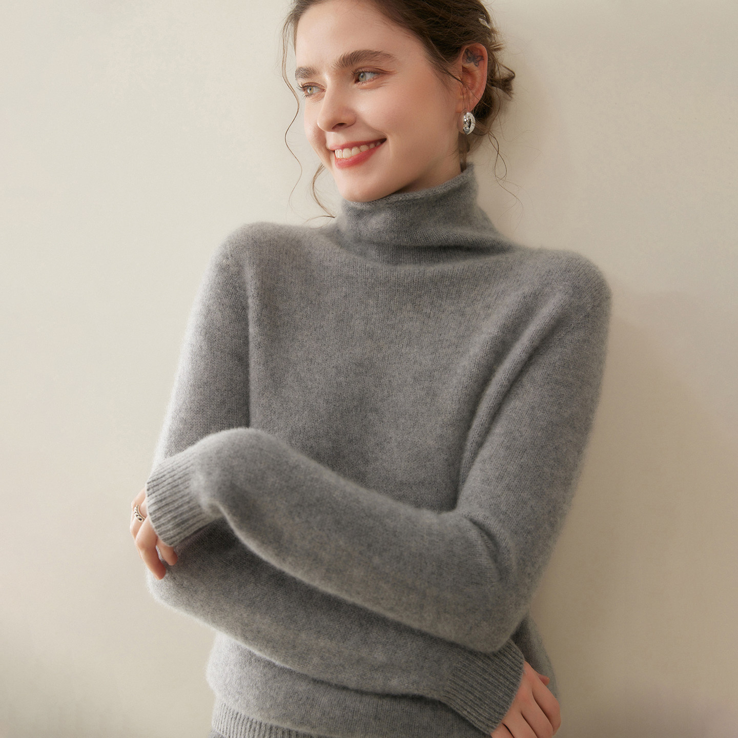 一线成衣山羊绒衫女高领毛衣冬季内搭纯色堆堆领羊绒针织打底衫,淘宝优惠券,粉丝福利购,淘宝优惠卷