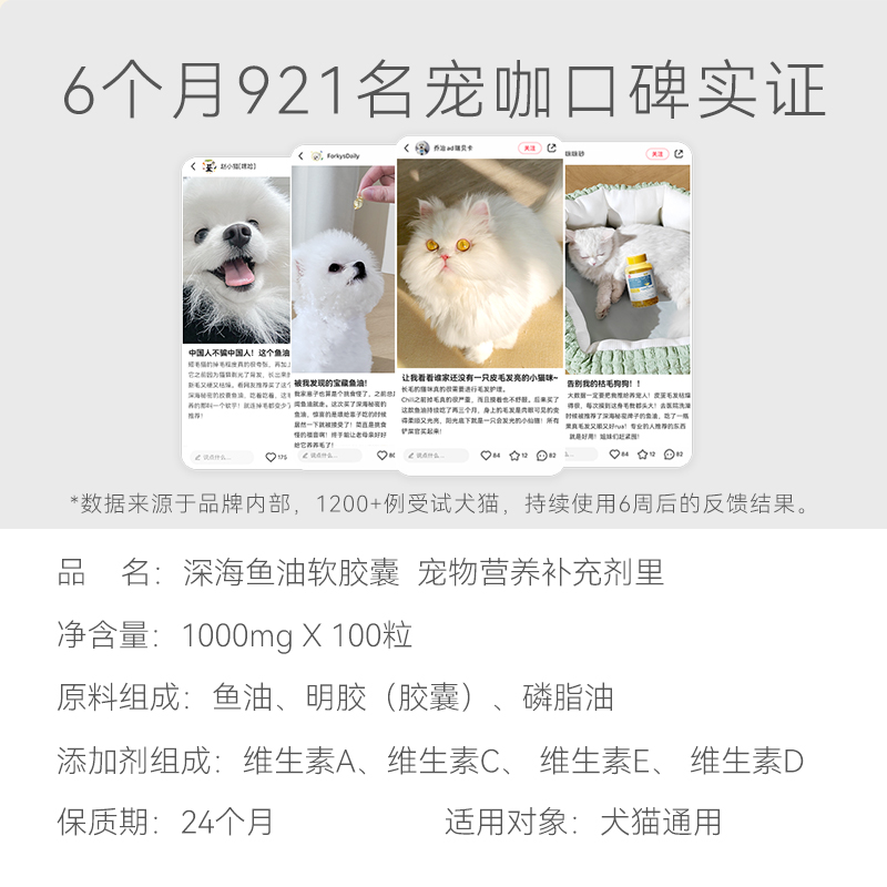 鱼油猫用猫咪狗狗专用美毛爆毛减少掉毛卵磷脂犬用100粒宠物用品-图3