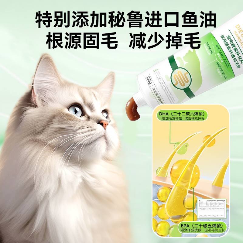 化毛膏猫咪专用幼猫维生素吐毛化毛球片鱼油防掉毛美毛狗狗营养膏-图2