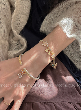 足银9999新中式国风蝴蝶手镯女