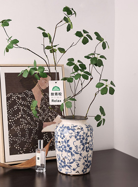 复古中式冰裂纹青花瓷陶瓷花瓶感家居装饰水培花瓶摆件酒店样板房