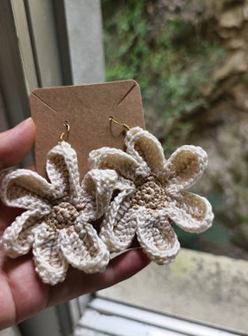 度假风夸张个性海星女士海边编织花朵耳环耳饰耳钩成品