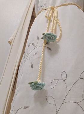 其他新款淡雅蓝色花朵女士装饰腰绳腰链