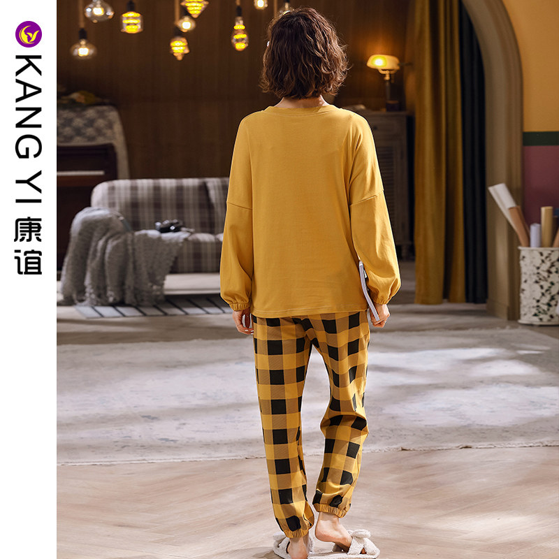康谊长袖纯棉套装春秋情侣全棉睡衣 康谊深圳睡衣/家居服套装