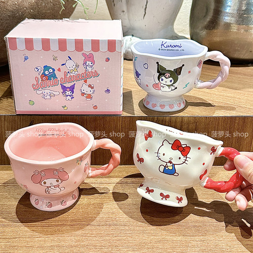 正版三丽鸥联名马克杯女库洛米杯子可爱美乐蒂陶瓷杯儿童水杯礼物 - 图2