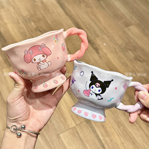 正版三丽鸥联名马克杯女库洛米杯子可爱美乐蒂陶瓷杯儿童水杯礼物 - 图0