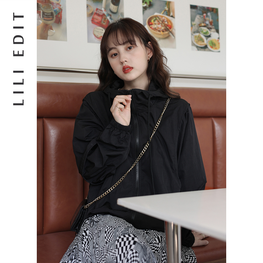 LILI EDIT/连帽休闲小个子薄款宽松外套女春季运动百搭冲锋衣上衣 - 图2