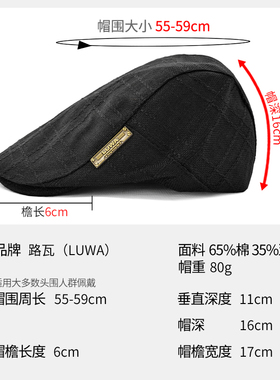 路瓦商春秋中老年亚麻贝雷帽遮阳