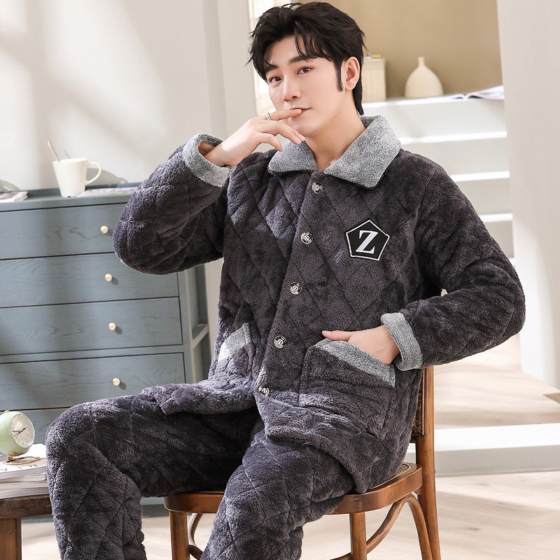 秋冬季男士珊瑚绒冬款加绒睡衣 亿美希服饰睡衣/家居服套装