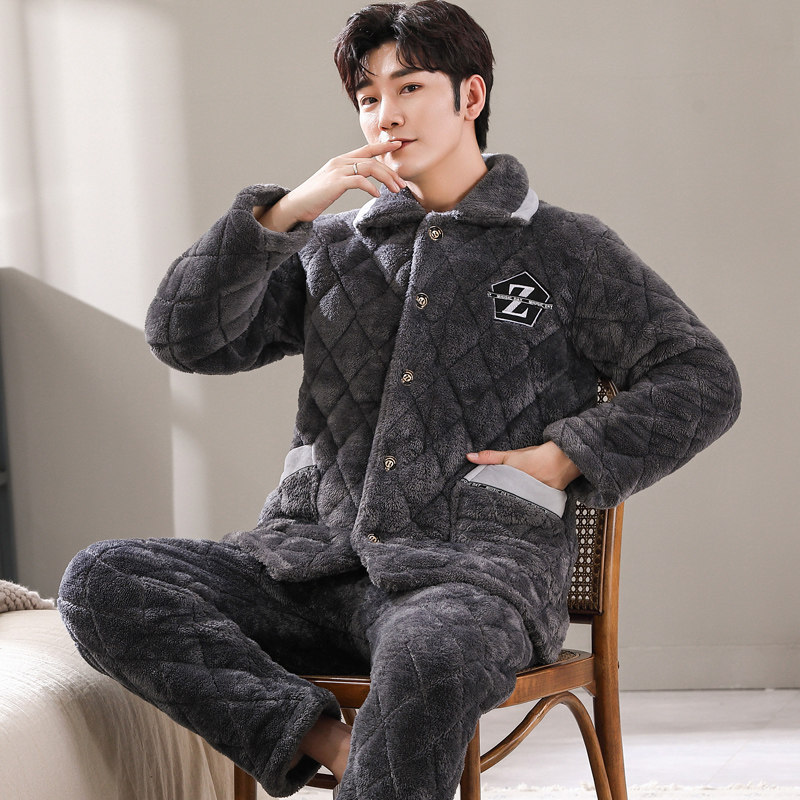 秋冬季男士珊瑚绒冬款加绒睡衣 亿美希服饰睡衣/家居服套装