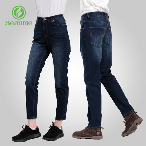 beaume宝美男女士休闲牛仔裤北客户外修身直筒弹力小脚裤子 - 图0