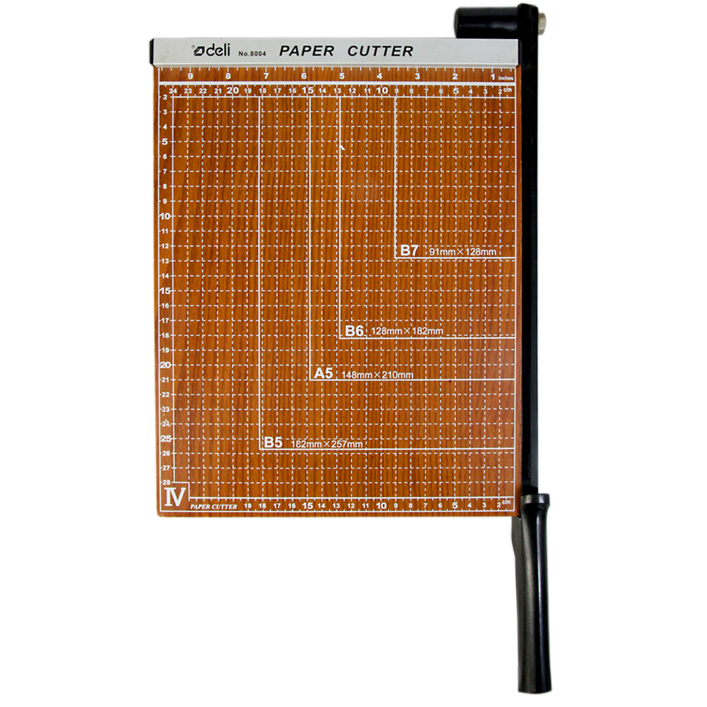 得力切纸刀a4 手动裁纸刀切纸机裁纸机切刀相片刀闸刀铡刀裁剪刀切纸机木质裁纸刀A4名片照片文件切纸板8004 - 图0