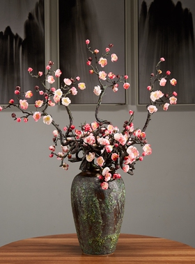 中式仿真梅花腊梅假花陶瓷花瓶