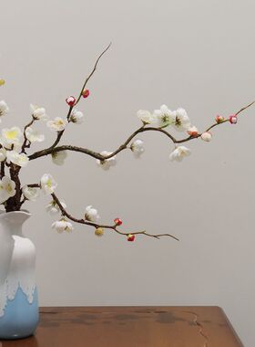 新中式仿真花腊梅绢花假花陶瓷桌面客厅玄关酒店装饰轻奢摆件道具